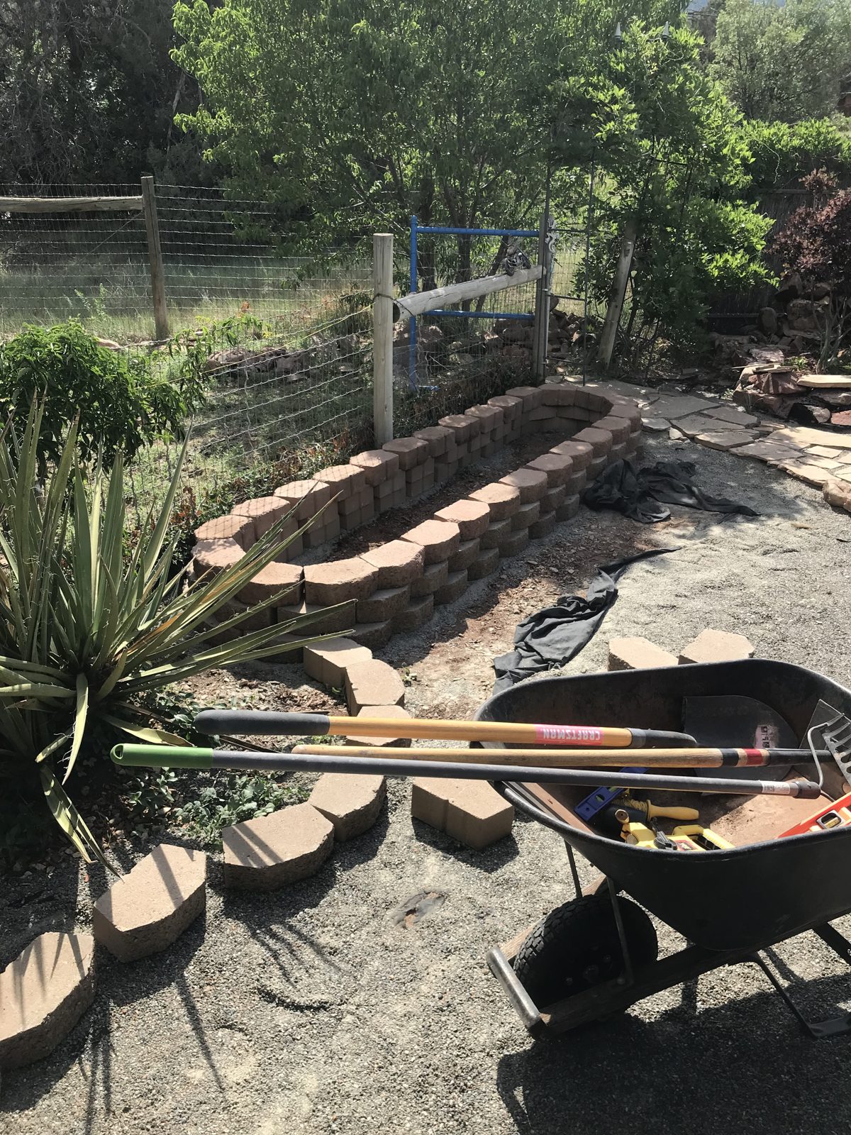 Landscape brick garden build